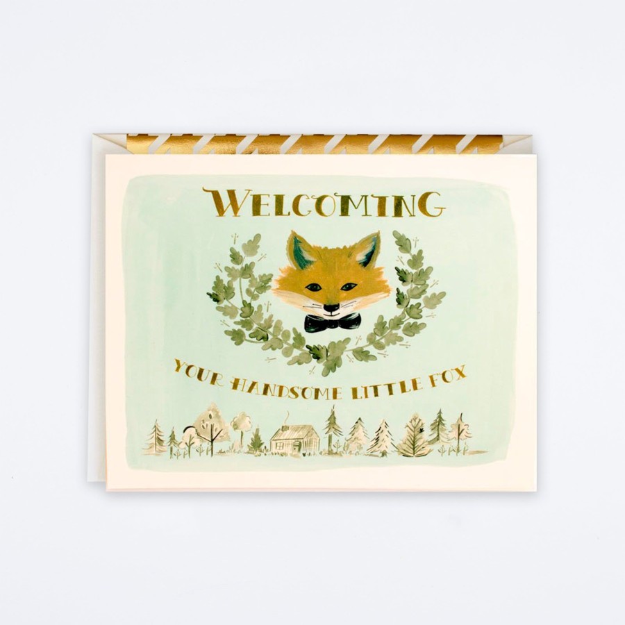 The First Snow Welcome Handsome Fox Card Baby