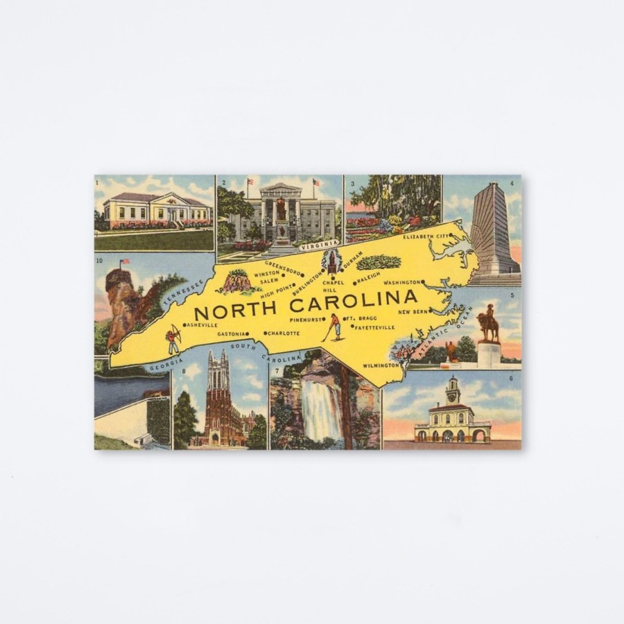 Found Image Press Map And Scenes Of North Carolina Postcard Postcards