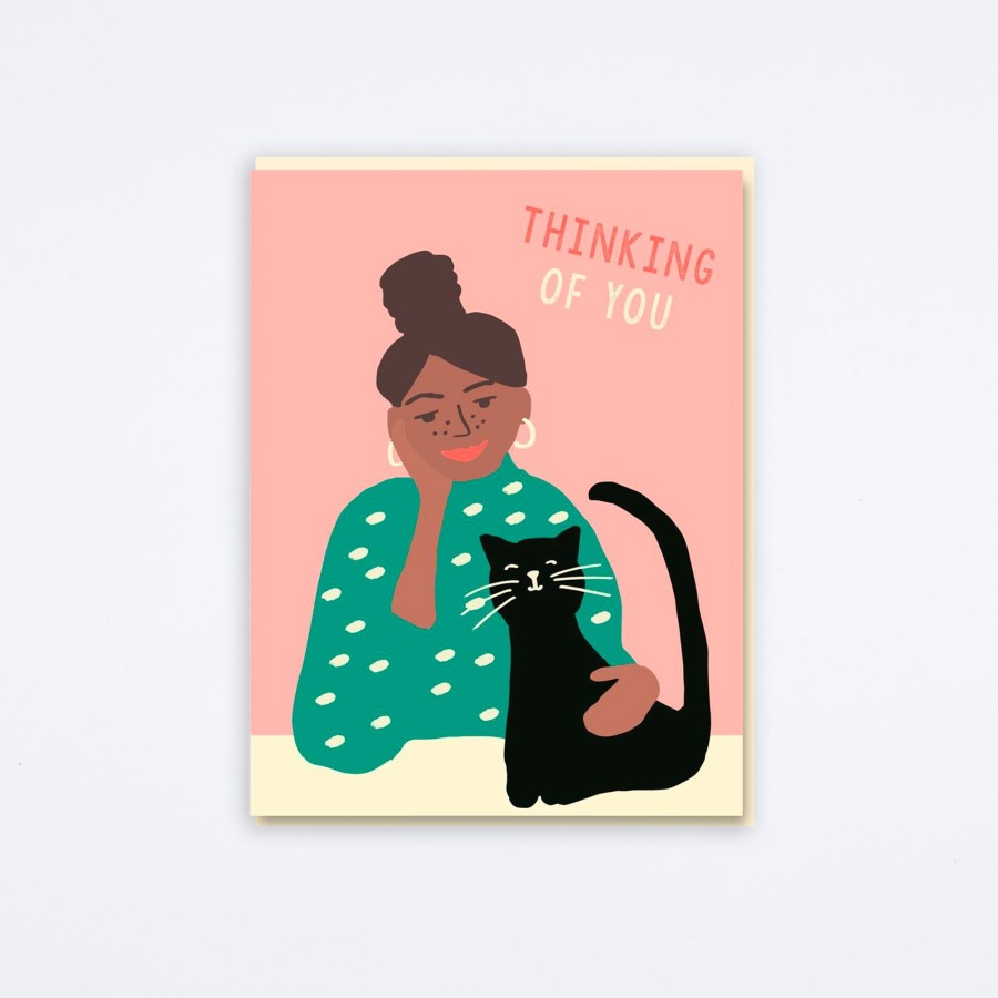 1973 Cat Girl Thinking Of You Card Love