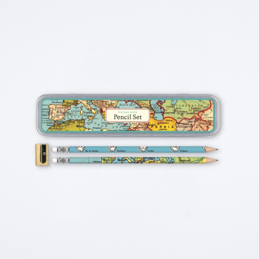 Cavallini & Co Vintage Maps Pencil Set Graphite Pencils