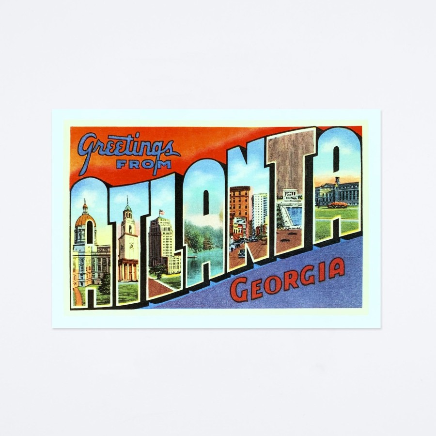 Found Image Press Greetings From Atlanta Red & Purple Postcard Postcards