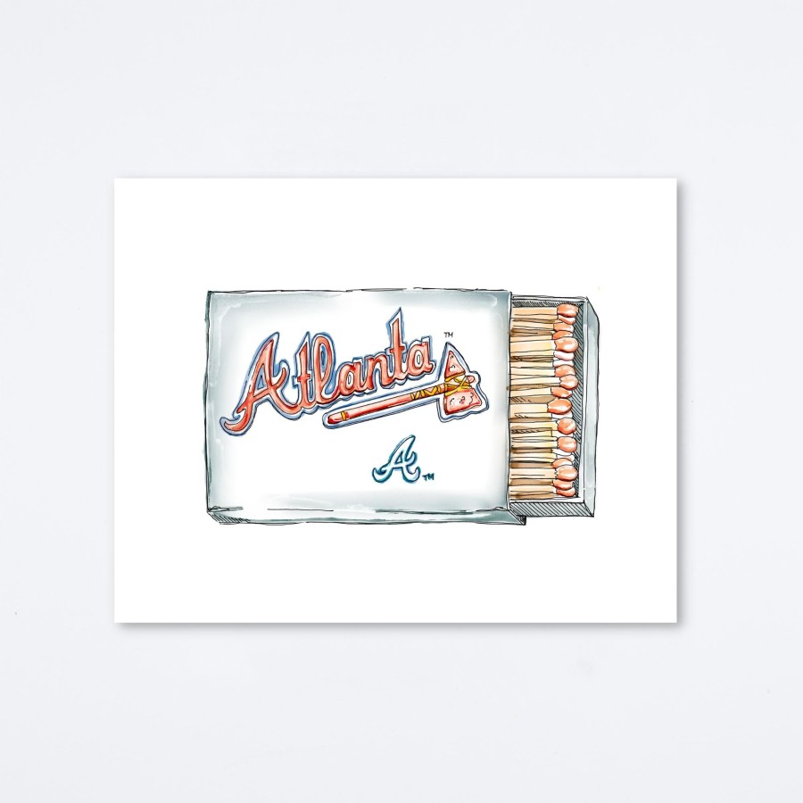 Mighty Strike Match Club Atlanta Braves White Art Print Wall Art