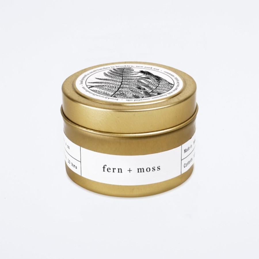 Brooklyn Candle Studio Fern And Moss Gold Travel Candle Home