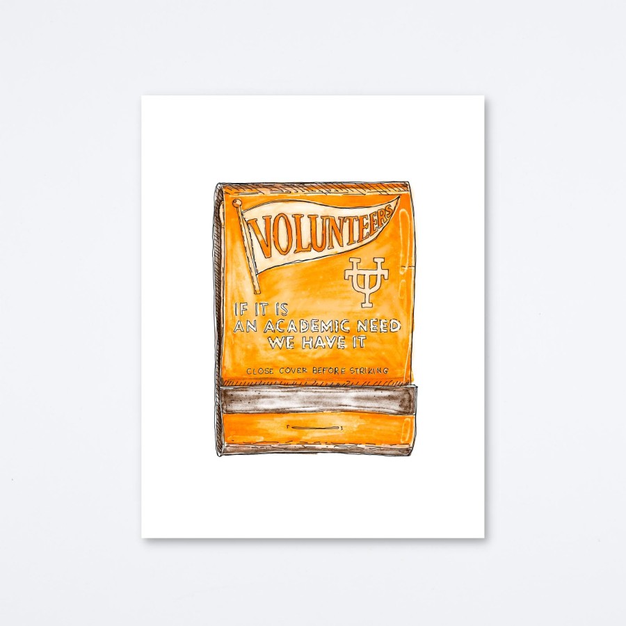 Mighty Strike Match Club Tennessee Volunteers Art Print Wall Art