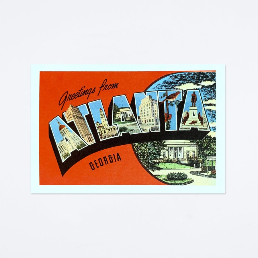 Found Image Press Greetings From Atlanta Red Postcard Regional