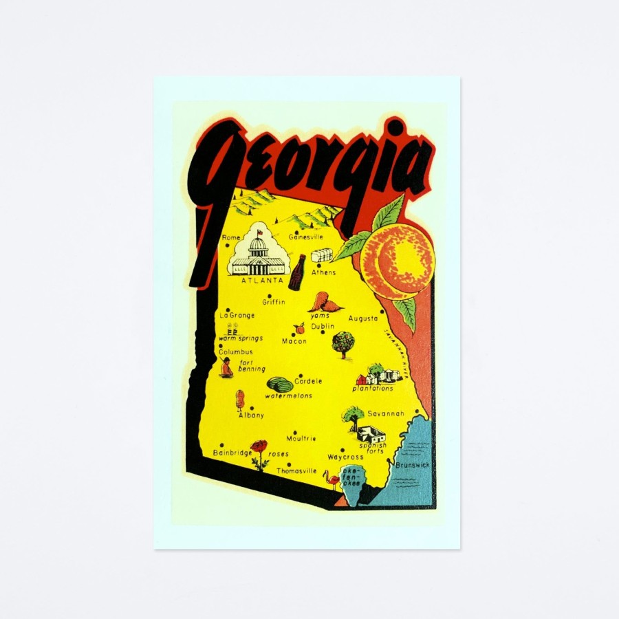 Found Image Press Map Of Georgia Postcard Postcards