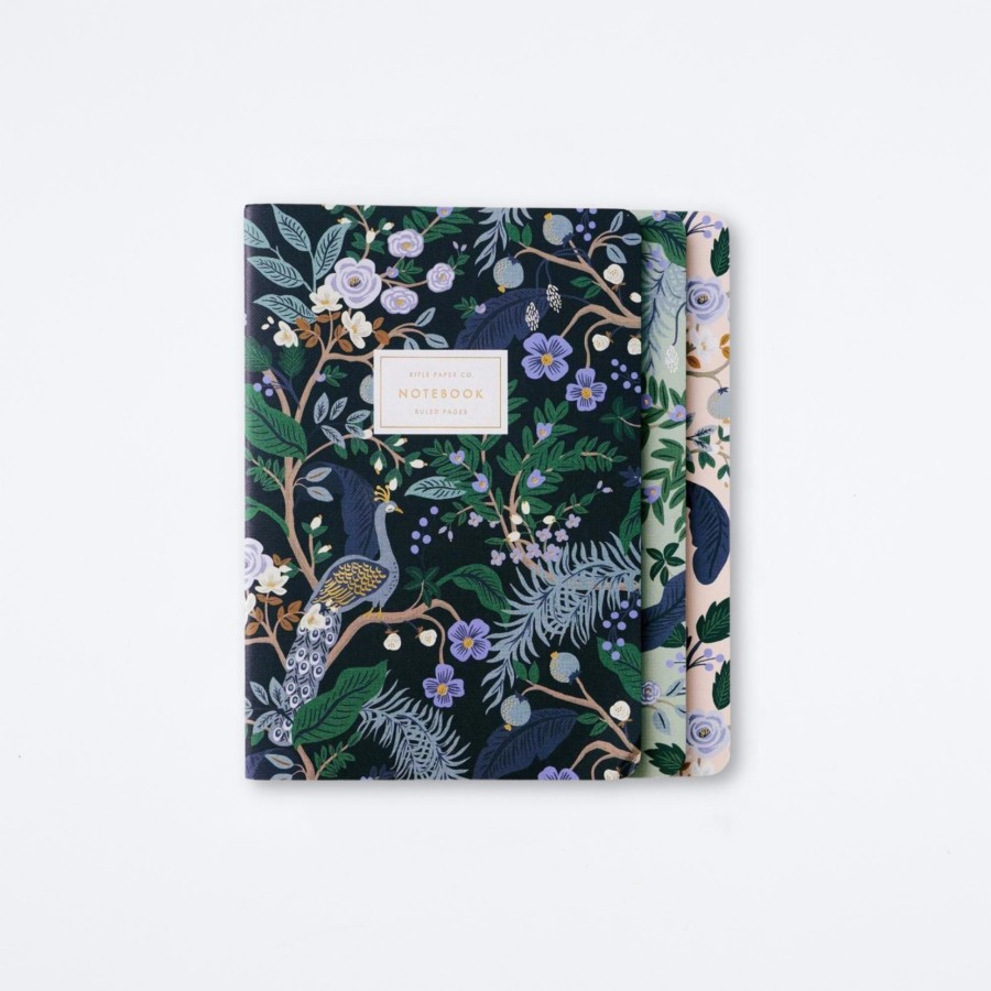 Rifle Paper Co Assorted Set Of 3 Peacock Notebooks Notebooks